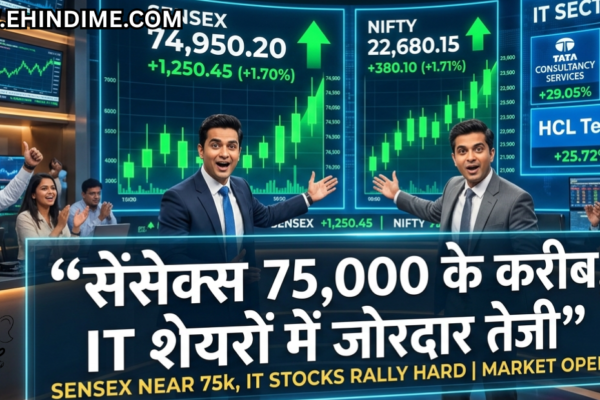 सेंसेक्स 75000 के करीब