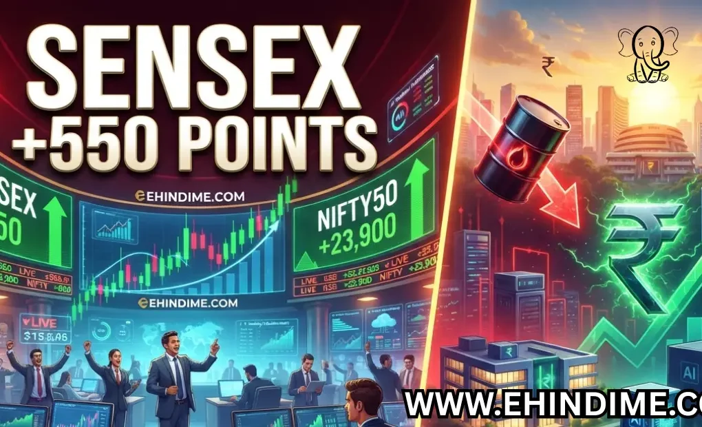 सेंसेक्स में 550 अंकों की तेजी