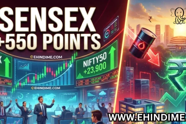 सेंसेक्स में 550 अंकों की तेजी